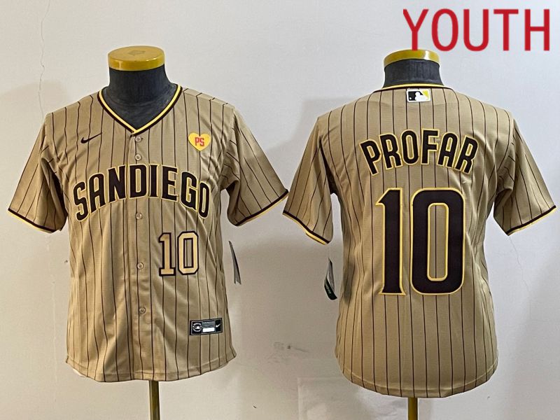 Youth San Diego Padres #10 Profar Browm Stripe Game 2024 Nike MLB Jersey style 7